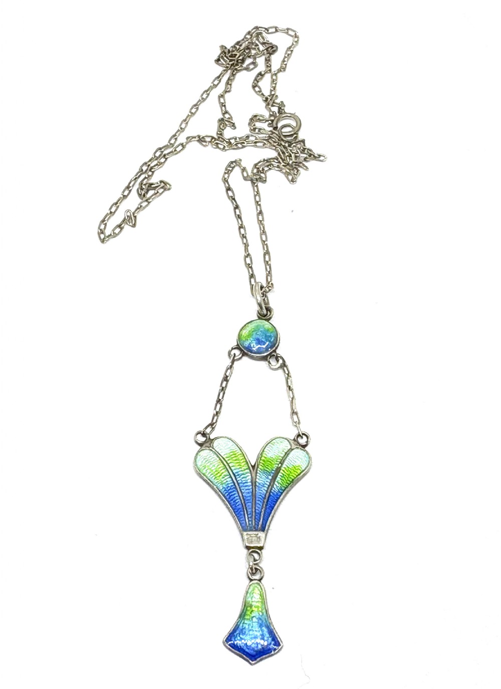 Sterling Silver And Enamel Pendant Necklace