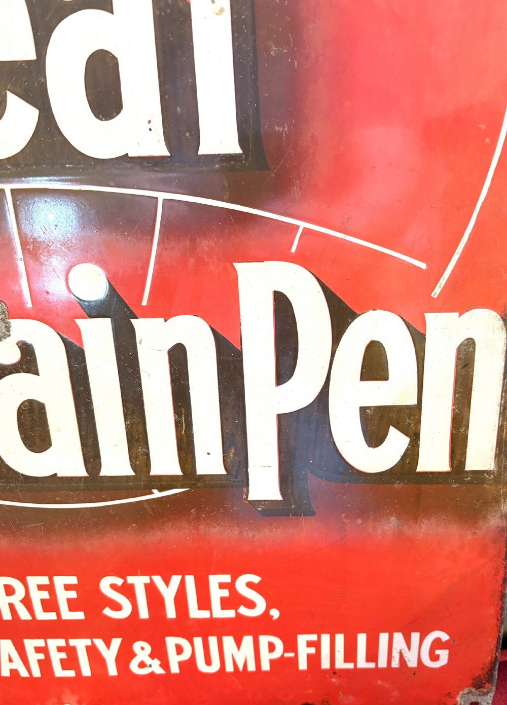 Rare 1920's Waterman's Pens Enamel Advertising Sign View II