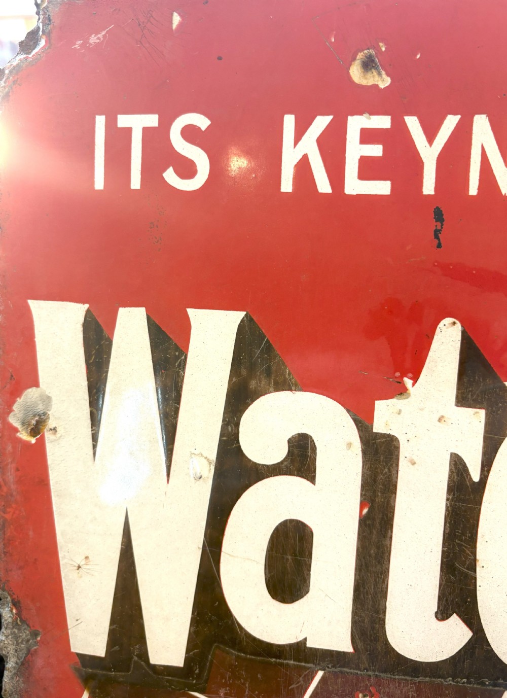 Rare 1920's Waterman's Pens Enamel Advertising Sign View IV
