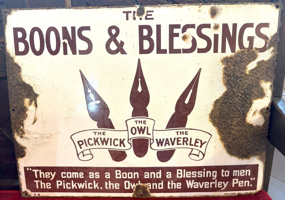 Rare Waverley Pens Enamel Advertising Sign
