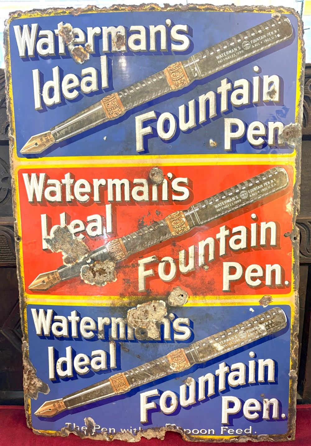 Rare Waterman's Pens Enamel Advertising Sign