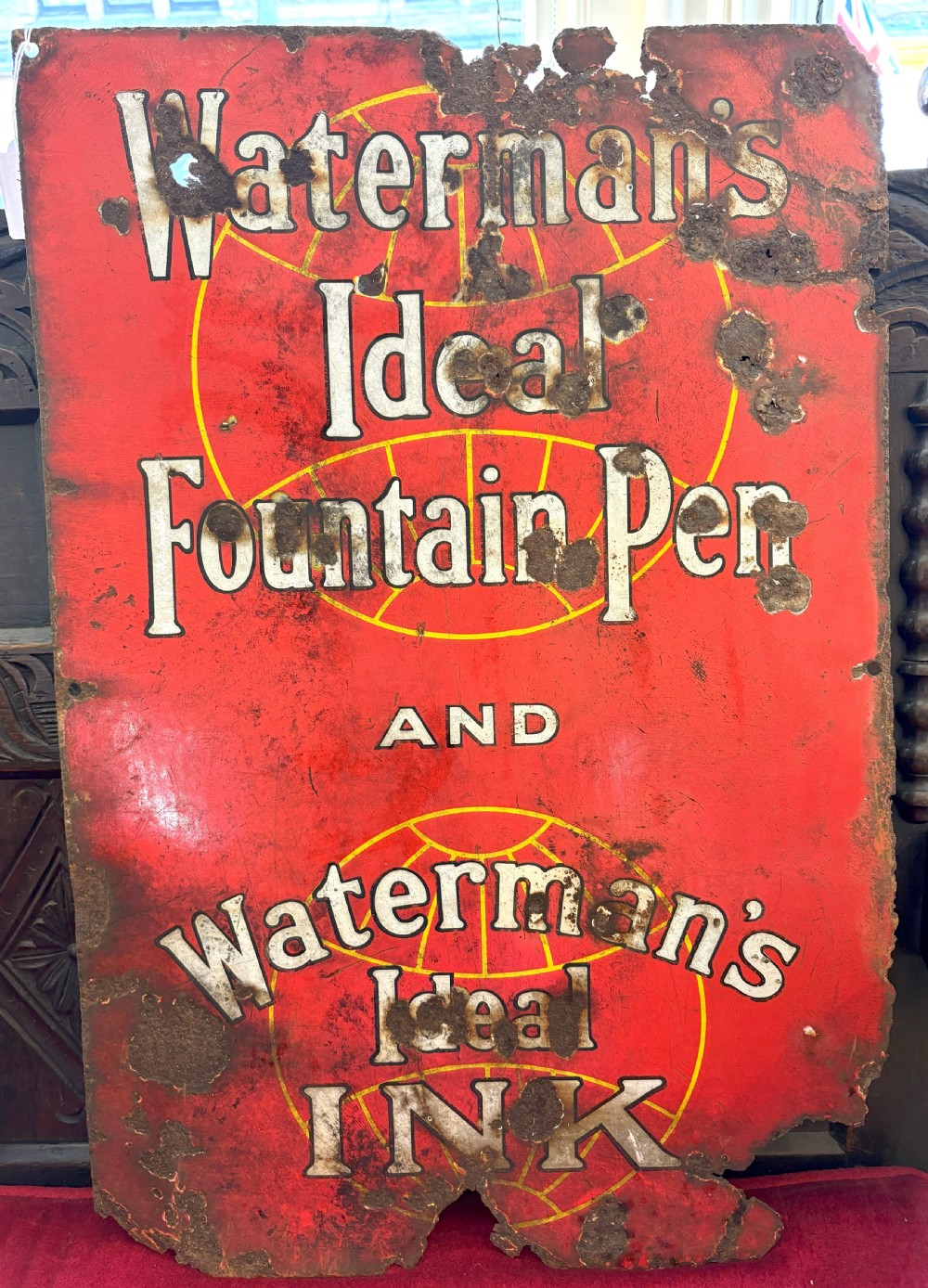 1920's Waterman's Pens Enamel Advertising Sign