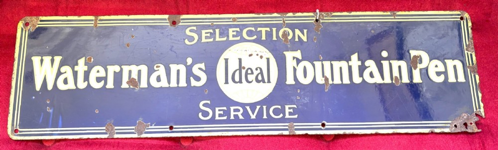 Scarce Waterman's Pens Enamel Advertising Sign