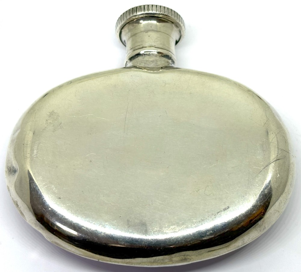 Unusual Shaped Silver Hip Flask View II