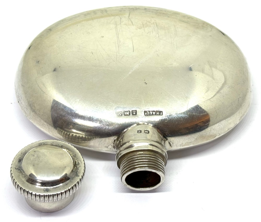 Unusual Shaped Silver Hip Flask View III