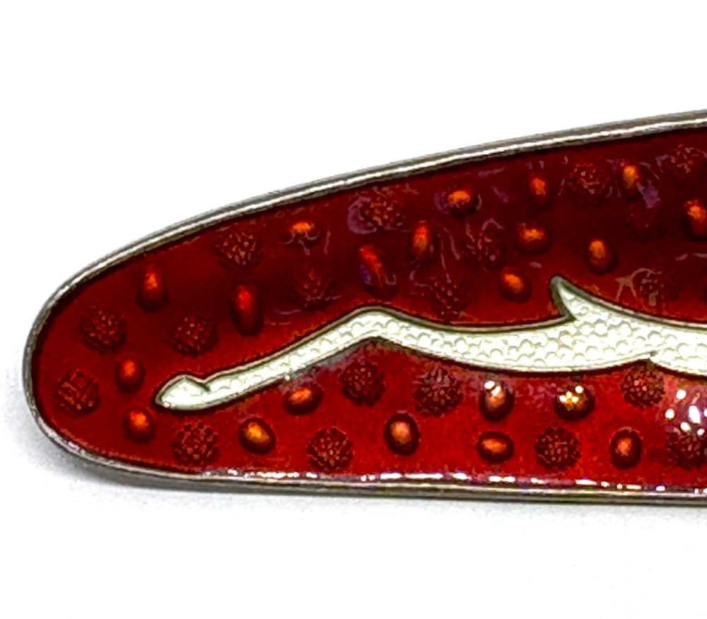 OF Hjortdahl Norwegian Silver & Enamel Leaping Deer Brooch View V