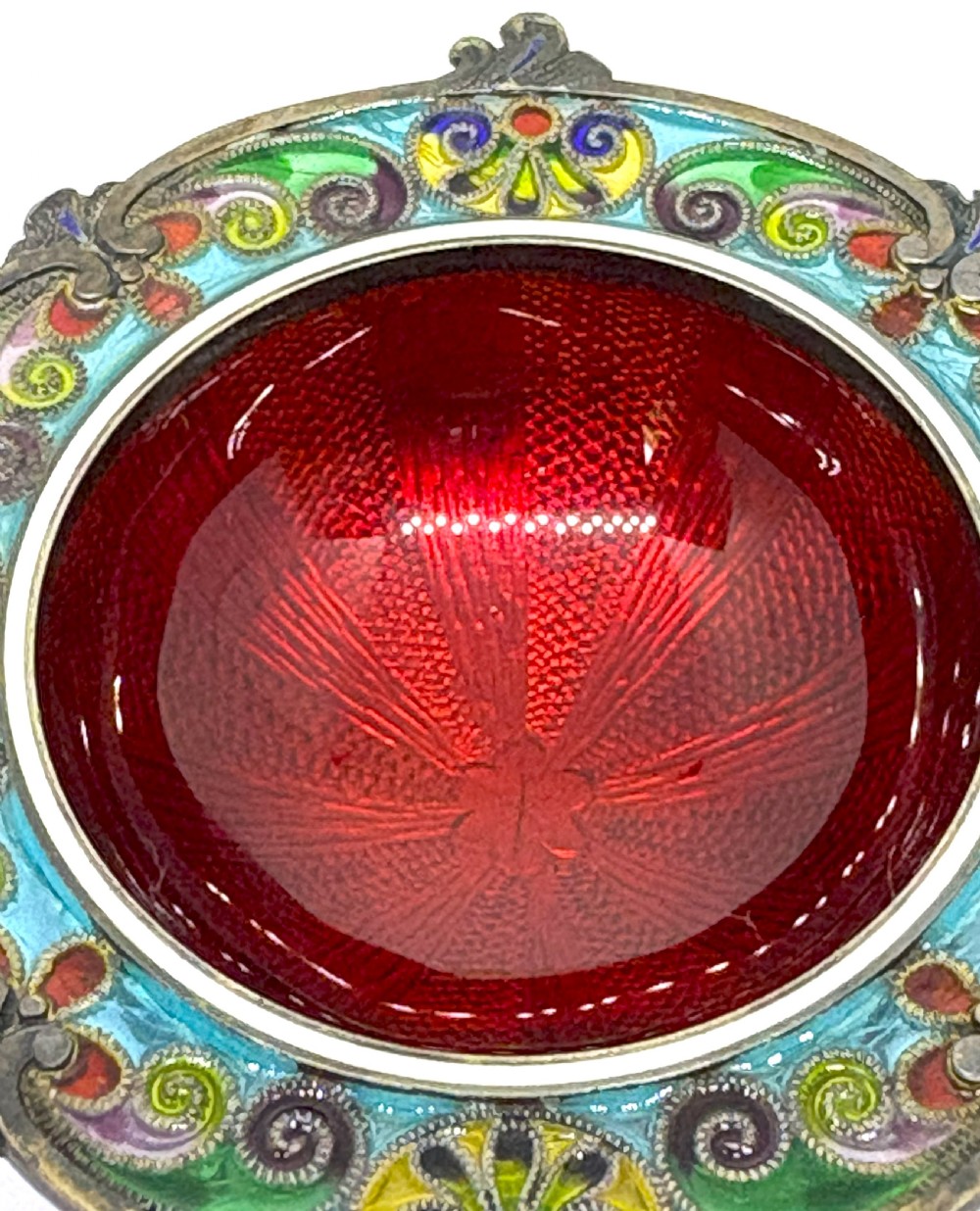 David Andersen Plique A Jour & Basse Taille Enamelled Silver Salt Cellar View III
