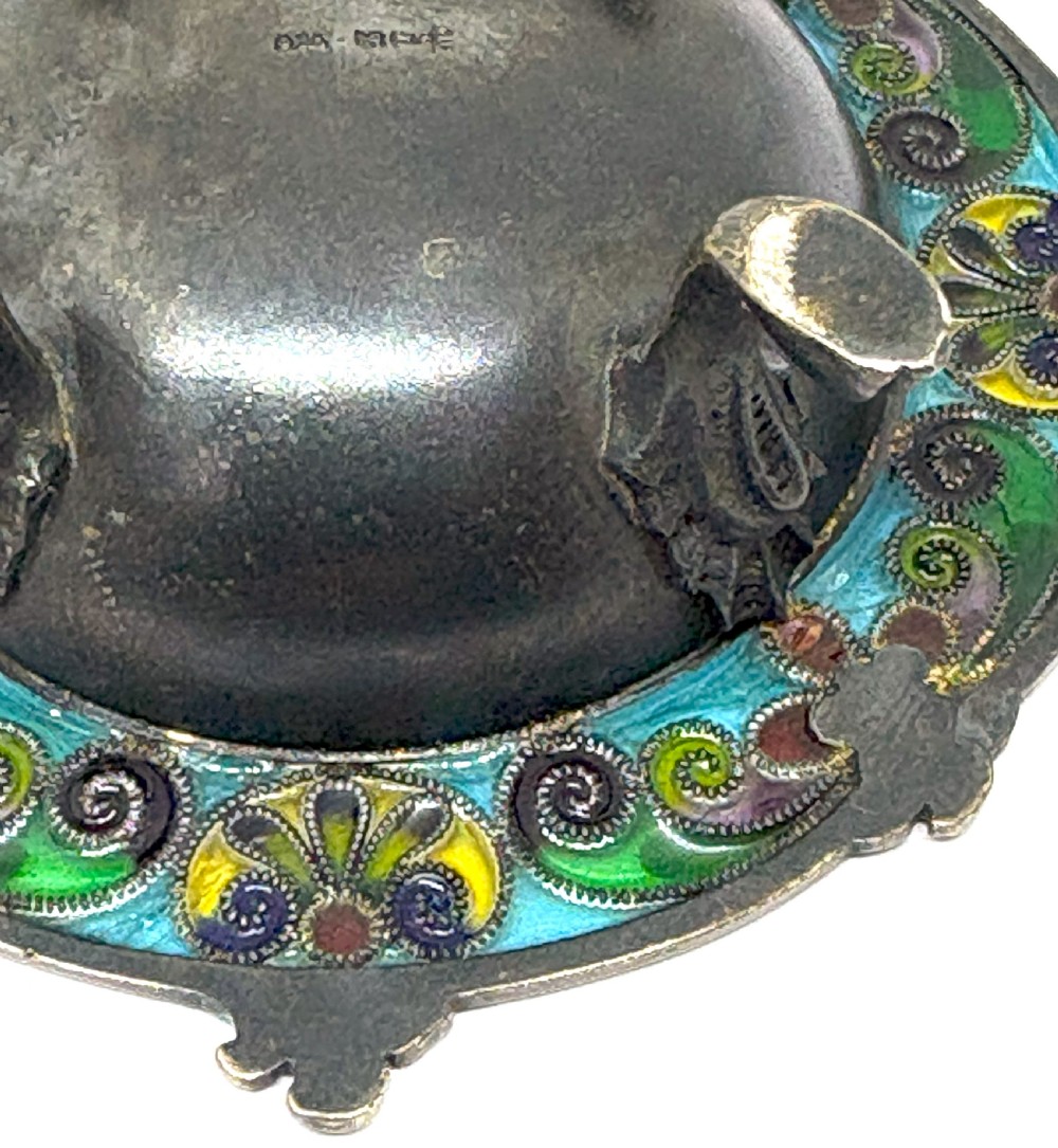 David Andersen Plique A Jour & Basse Taille Enamelled Silver Salt Cellar View VI