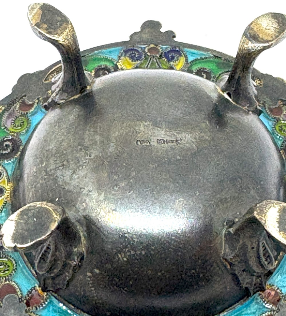 David Andersen Plique A Jour & Basse Taille Enamelled Silver Salt Cellar View VII