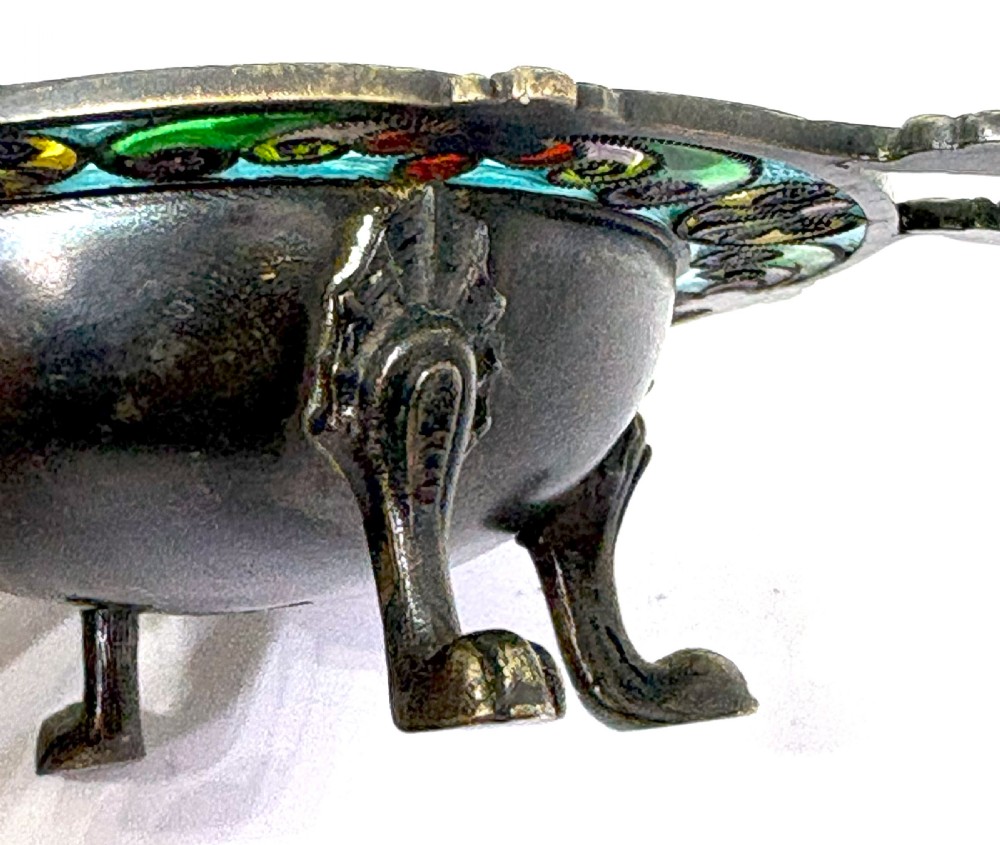 David Andersen Plique A Jour & Basse Taille Enamelled Silver Salt Cellar View VIII