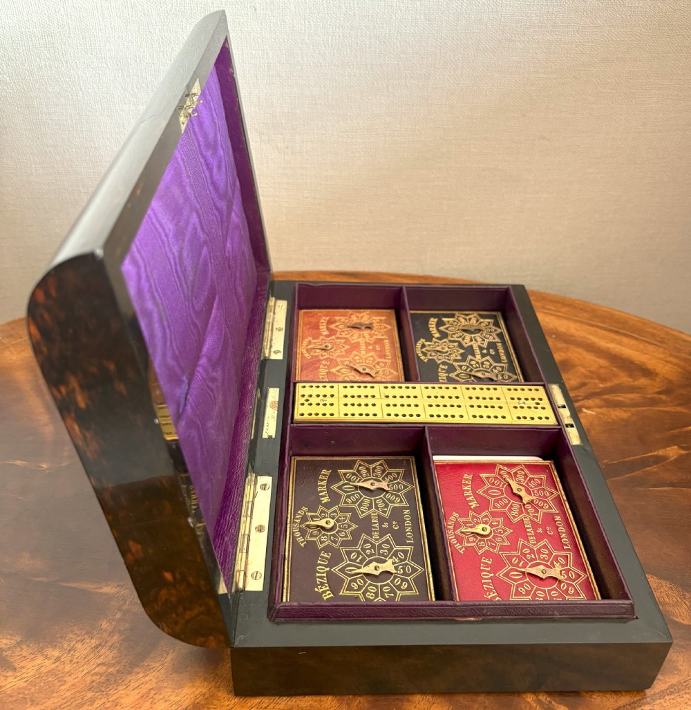 Finest Quality Coromandel Bezique Games Box View IX
