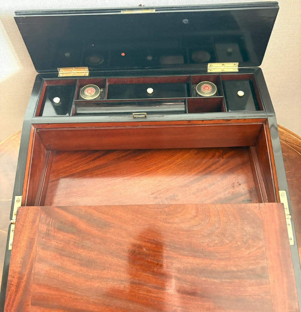 Fine Mother Of Pearl & Abalone Inlaid Ebony Writing Slope View XIII