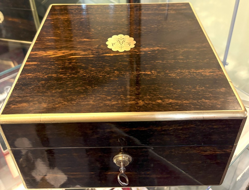 Coromandel Wood Silver Topped Glass Dressing Table Set View II