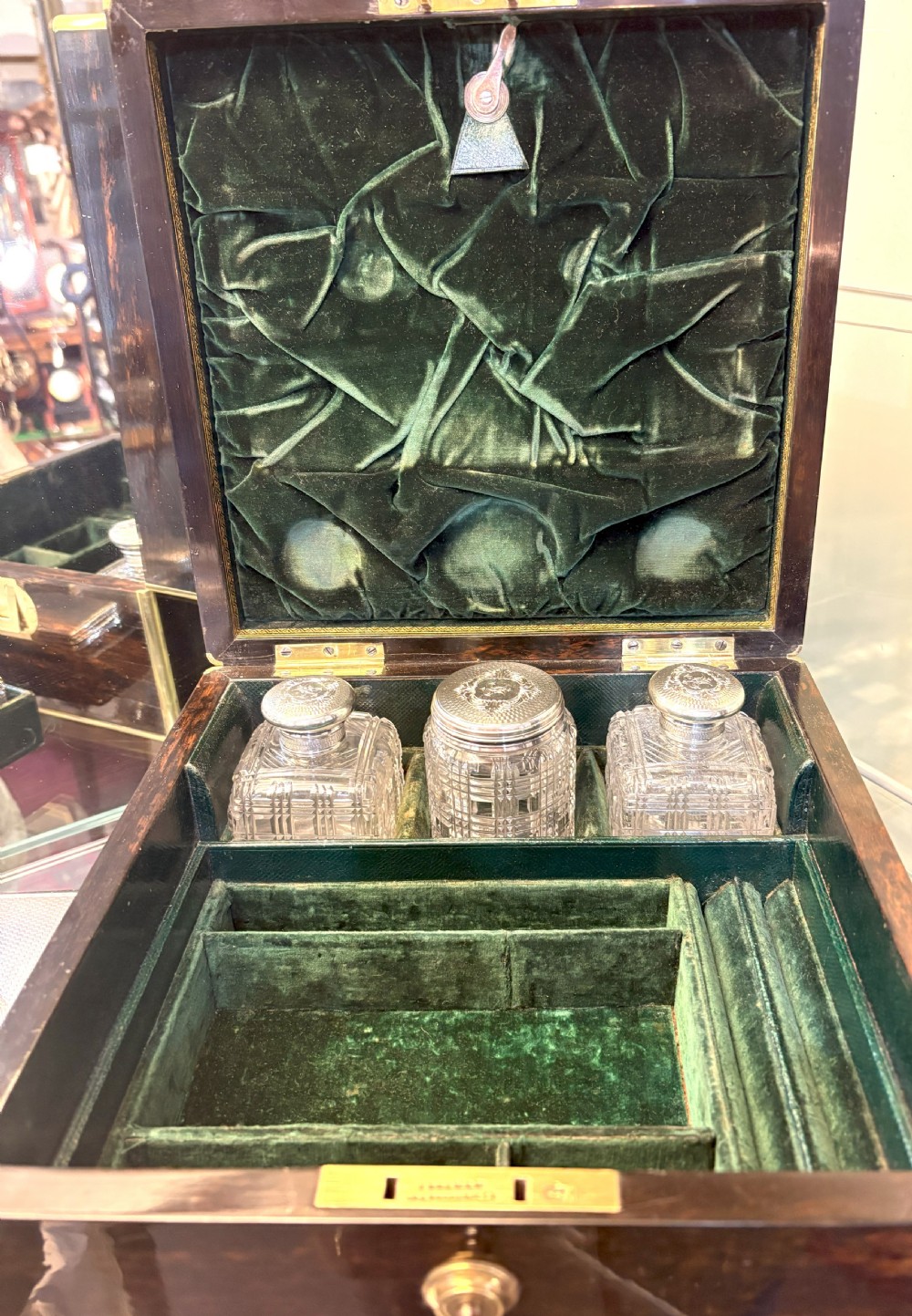 Coromandel Wood Silver Topped Glass Dressing Table Set View IV