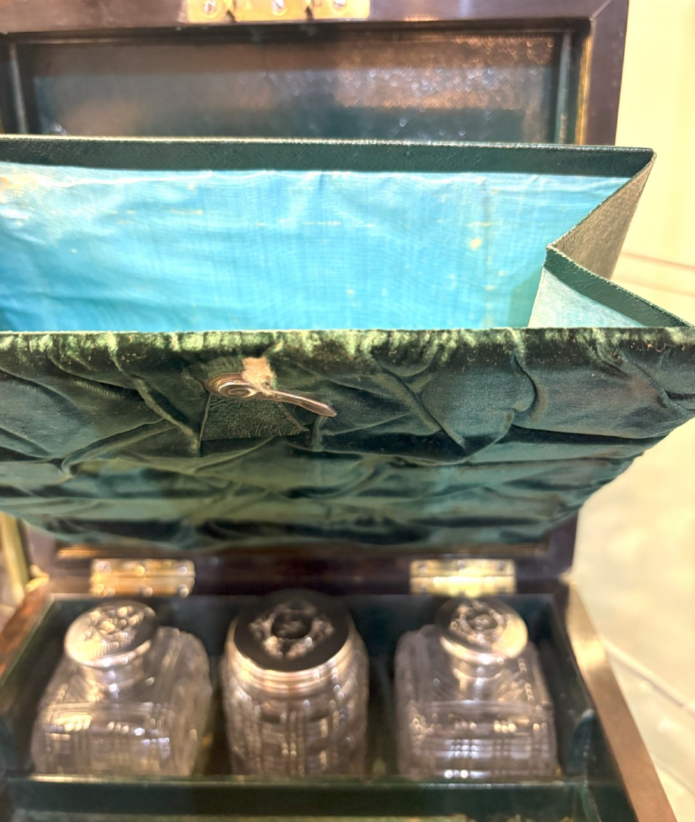 Coromandel Wood Silver Topped Glass Dressing Table Set View VI