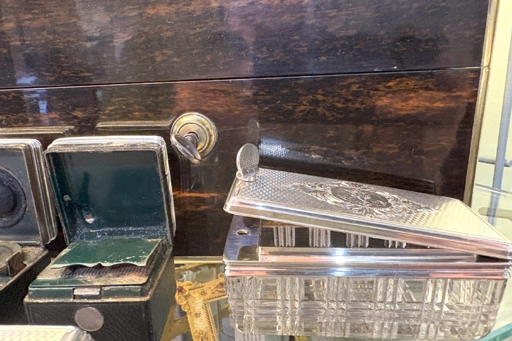 Coromandel Wood Silver Topped Glass Dressing Table Set View VIII