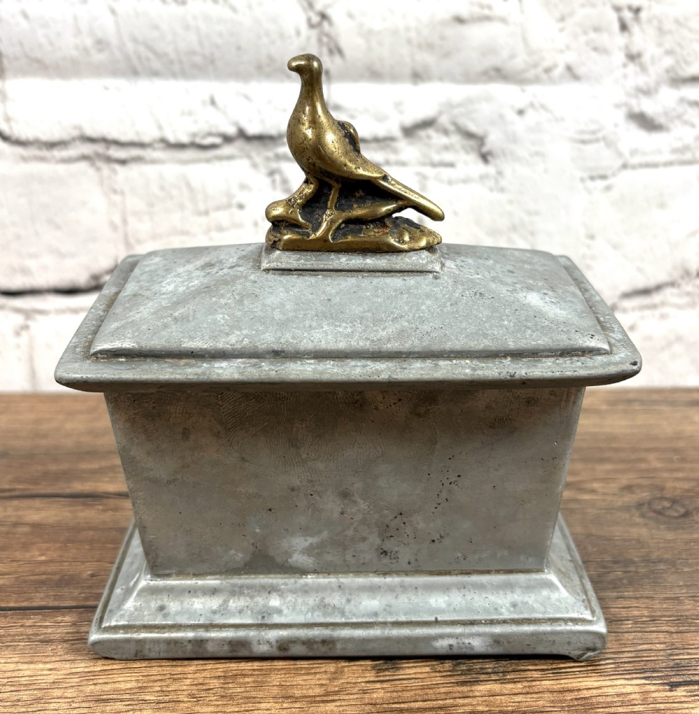 Lead & Brass Pigeon Casket Shaped Urn