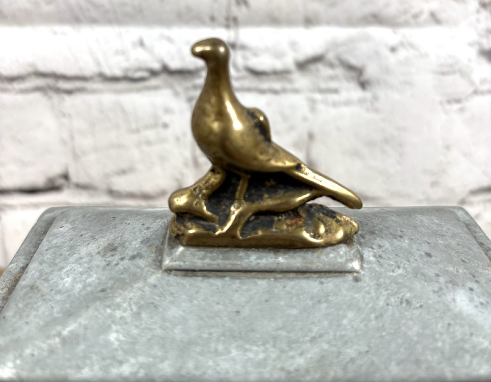 Lead & Brass Pigeon Casket Shaped Urn View II