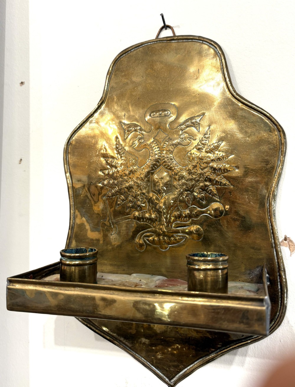 Pair Georgian Brass Candle Wall Sconces View II