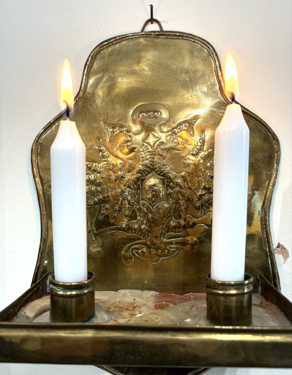 Pair Georgian Brass Candle Wall Sconces View VI