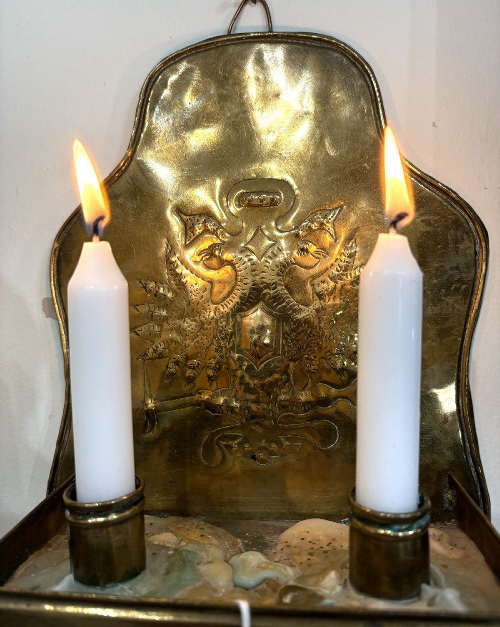Pair Georgian Brass Candle Wall Sconces View VII