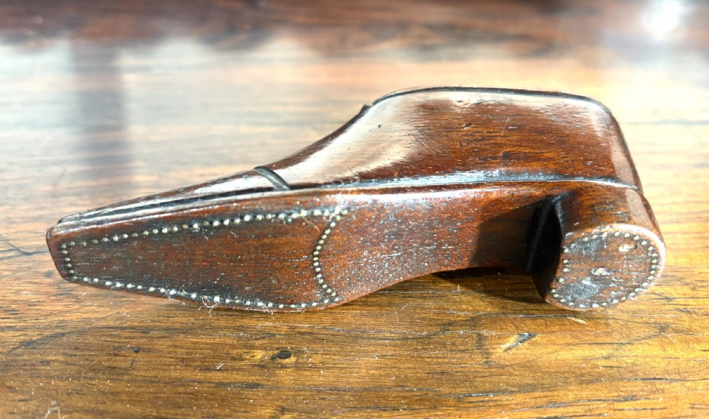 Georgian Treen Pokerwork Snuff Shoe View III