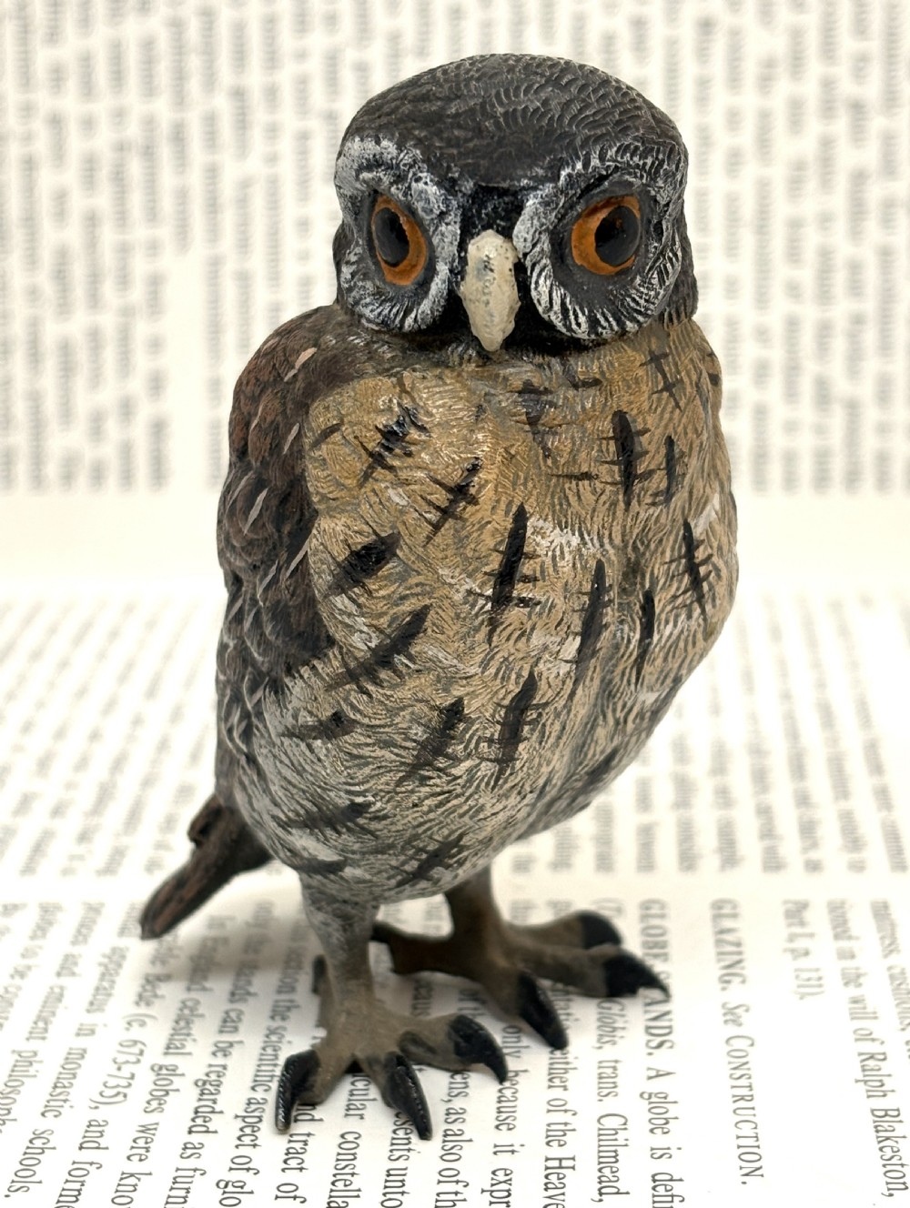 Franz Xaver Bergmann Cold Painted Bronze Owl