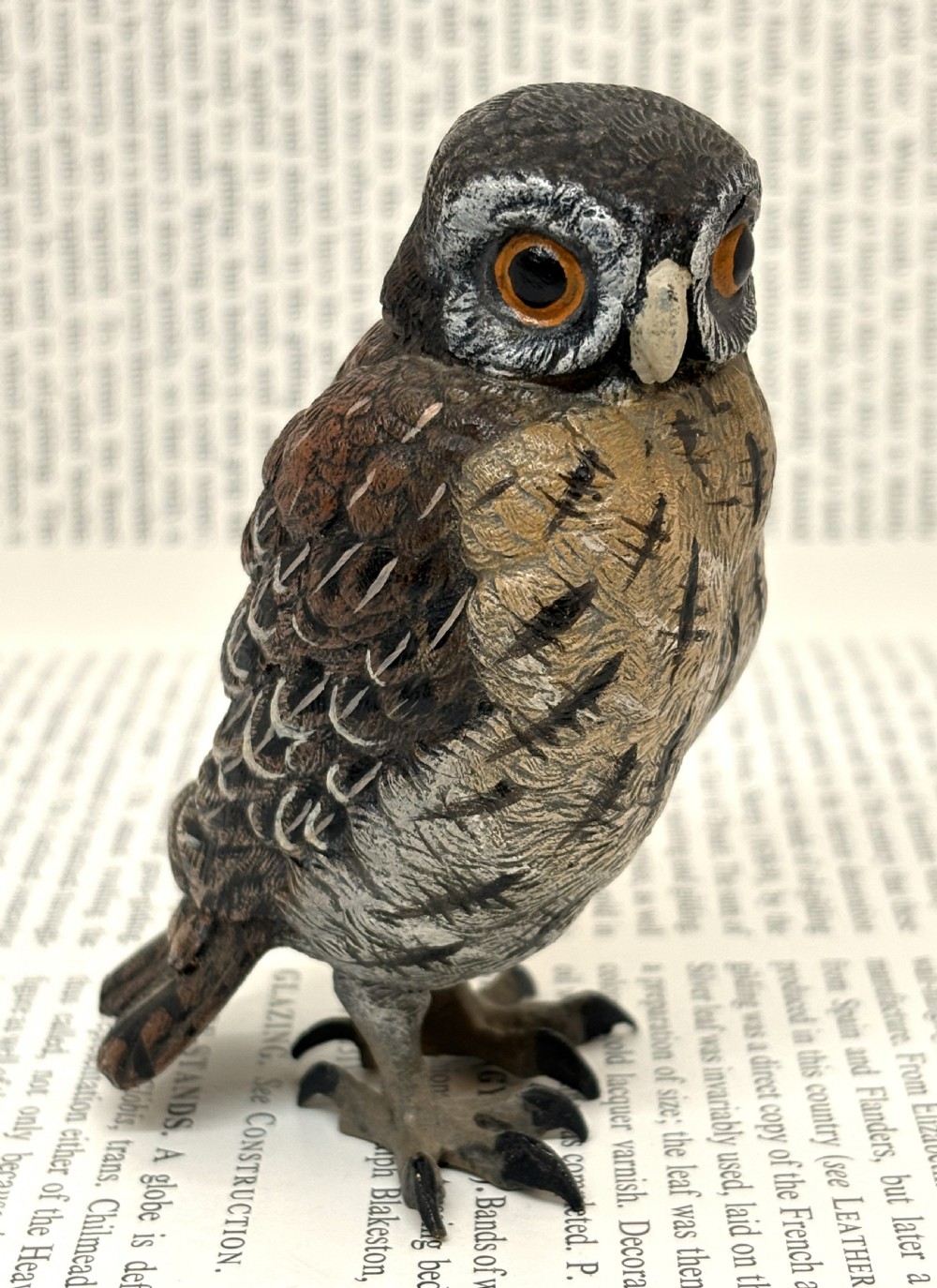 Franz Xaver Bergmann Cold Painted Bronze Owl View III