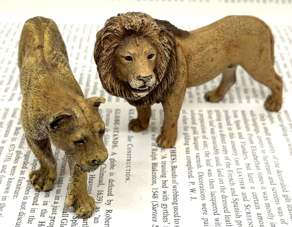 Franz Xaver Bergmann Cold Painted Bronze Lion & Lioness