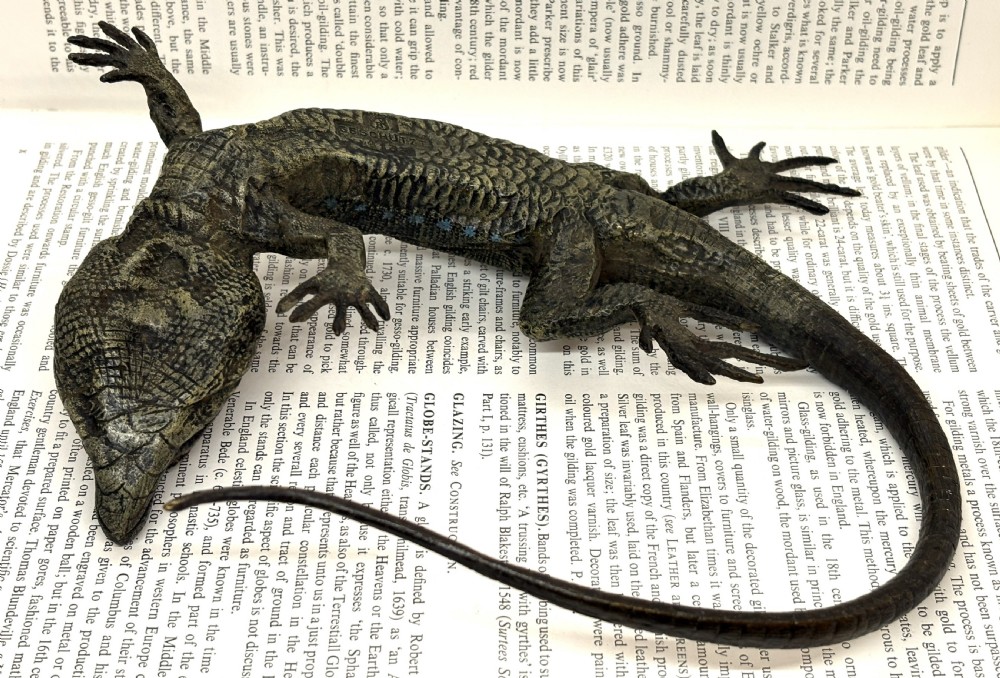 Large Franz Xaver Bergmann Cold Painted Bronze Lizard View VII