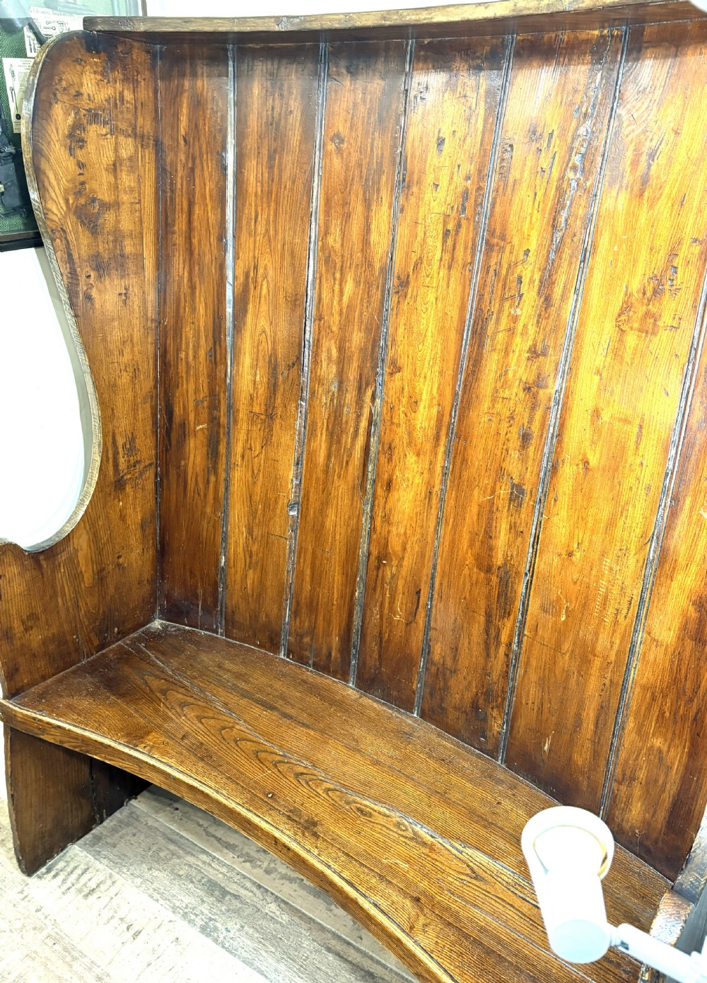 Late Georgian Elm Barrel Back Tavern Settle View III