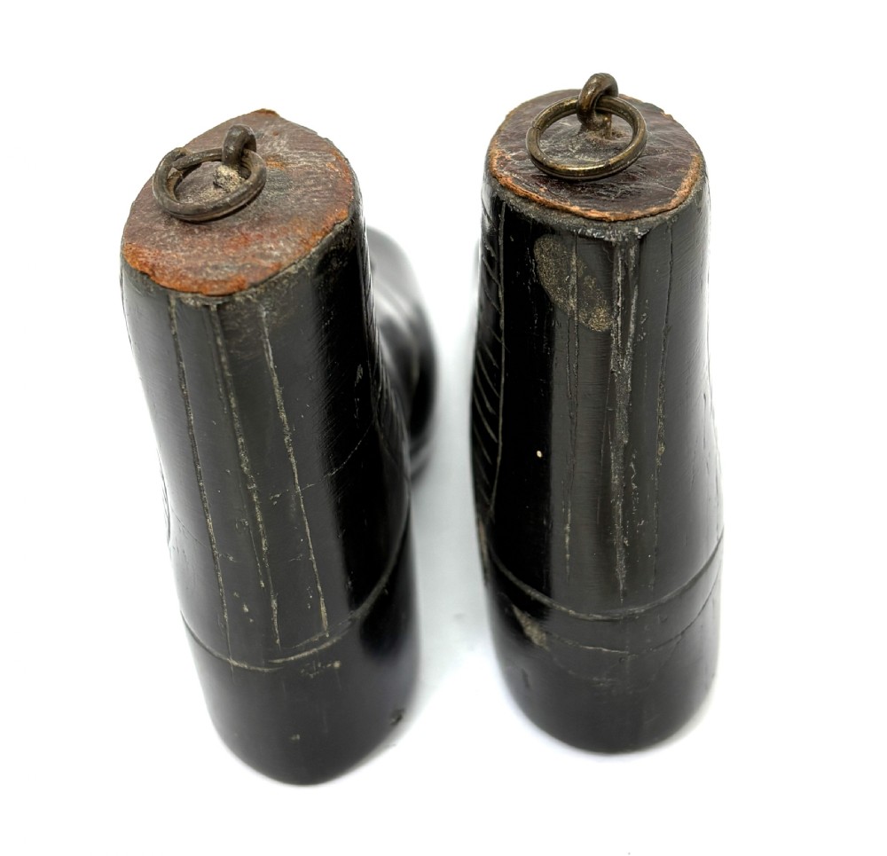 Pair Miniature Ebonised Treen Ladies Boots View IV