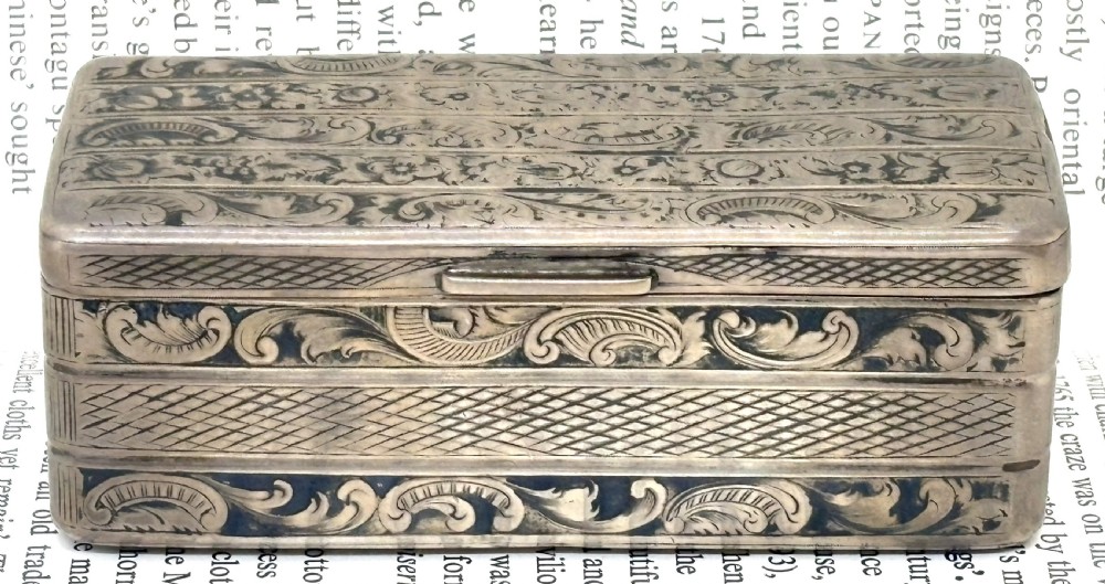 19thC Russian Silver & Niello Table Snuff Box