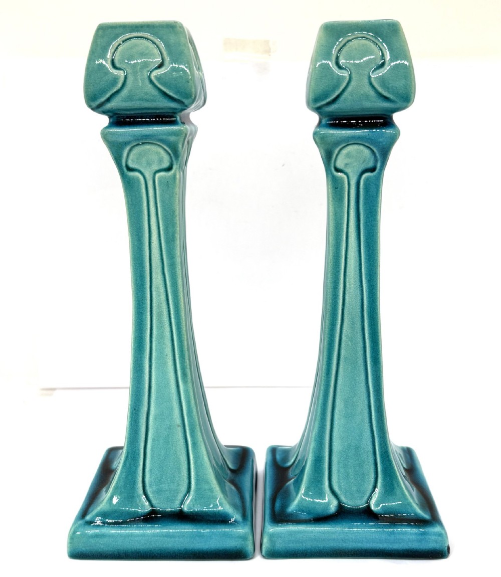 Burmantoft's Pottery Art Nouveau Candlesticks View II