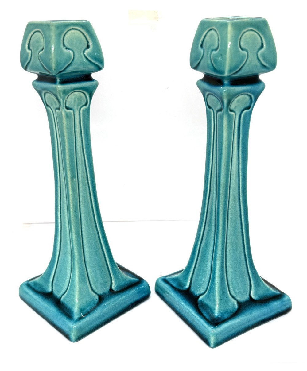 Burmantoft's Pottery Art Nouveau Candlesticks View III
