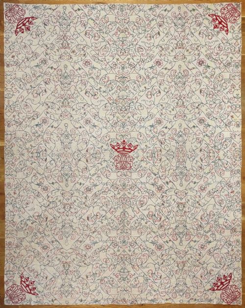 AN 18TH CENTURY FLAT QUILTED LINEN COVERLET - ADDITIONAL PHOTO 2