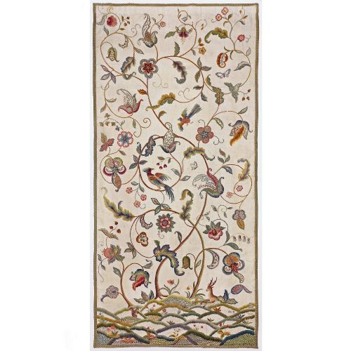 AN ENGLISH CREWELWORK HANGING