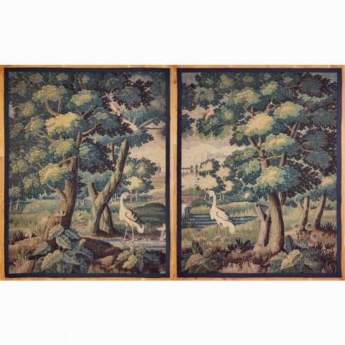 A PAIR OF LATE 17TH CENTURY AUBUSSON VERDURE TAPESTRY PANELS