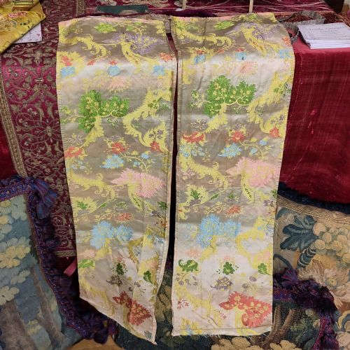 TWO FRAGMENTS OF SPITALFIELDS BIZARRE SILK LAMPAS
