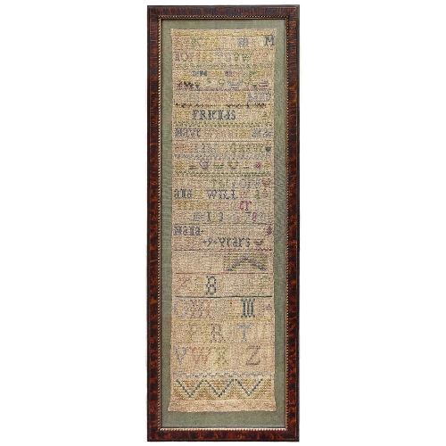 An 18th Century English Band Sampler, Worked by Hana Chamberlin