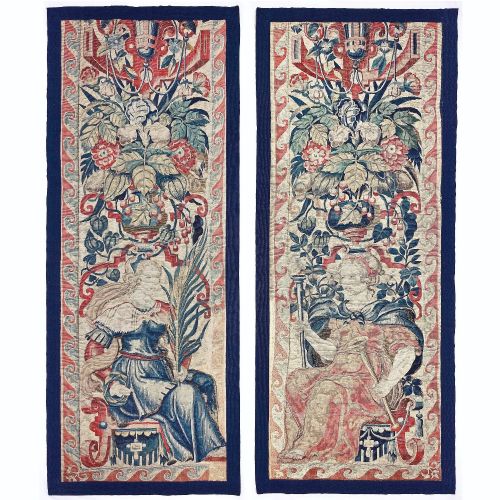A Pair of 16th Century Flemish Tapestry Border Panels