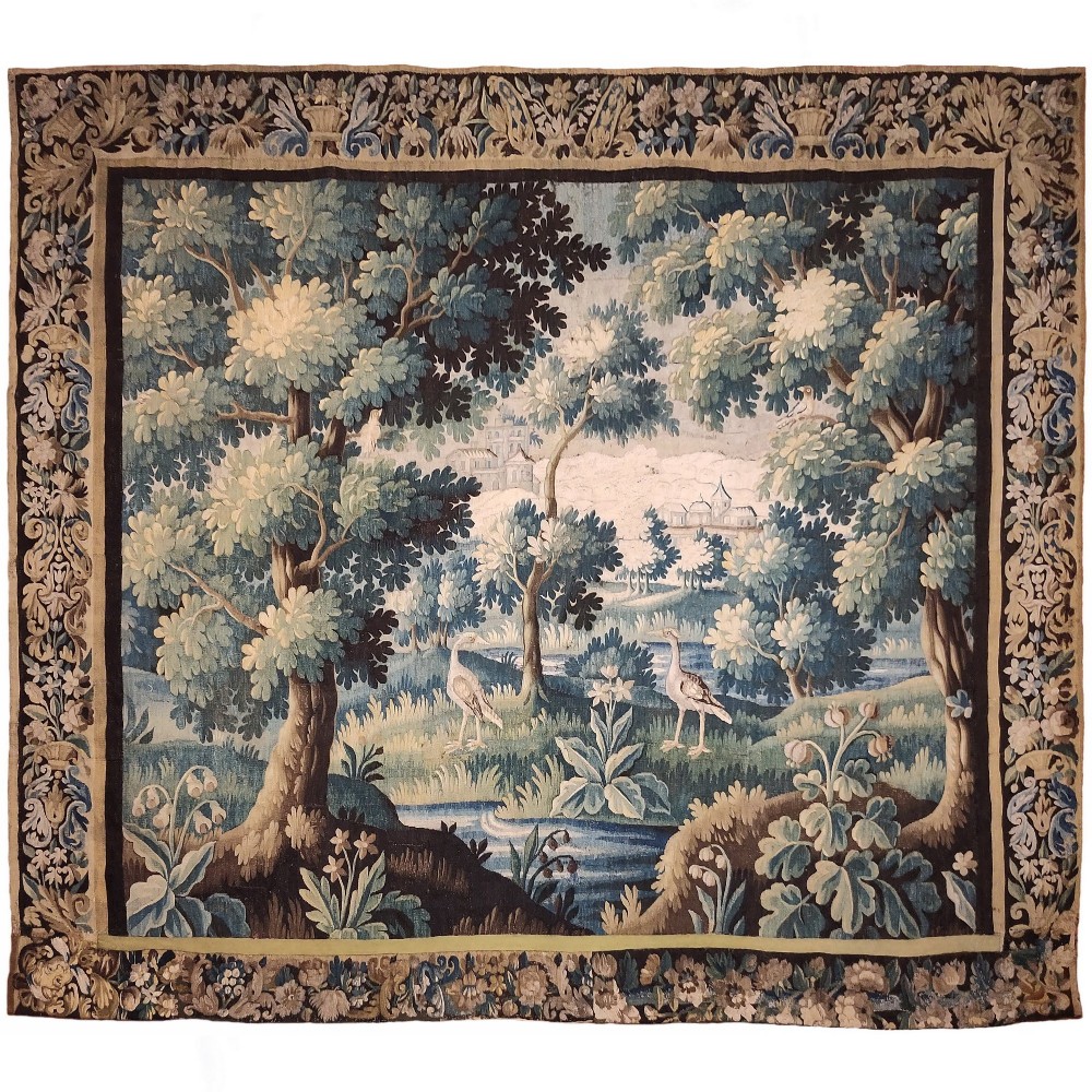 A late 17th century Aubusson verdure tapestry