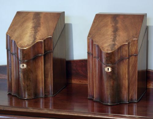 Pair of Antique Mahogany Knife Boxes