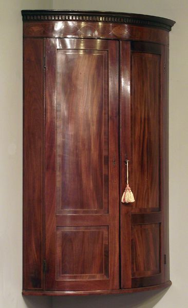 George III Mahogany Bow Front Corner Cupboard