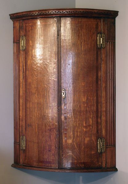 George III Oak Bow Front Corner Cupboard