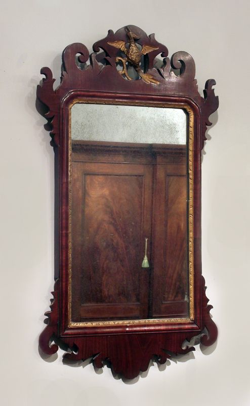 Small George III Mahogany Fret Wall Mirror