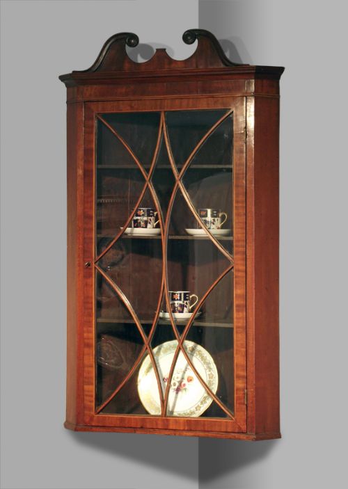 George III Mahogany Glazed Corner Cupboard