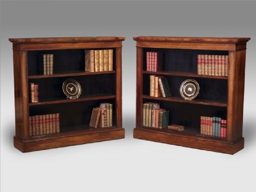 Pair of Small George IV Figured Rosewood Dwarf Bookcases