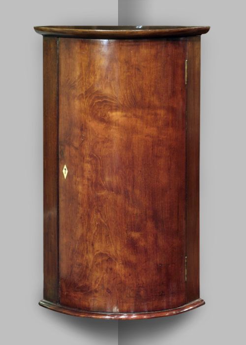Small 19th Century Mahogany Bow Front Corner Cupboard