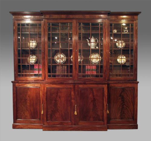Regency Mahogany Breakfront Bookcase